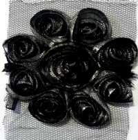 Blumenband 9cm (15 yard), Schwarz-Silber